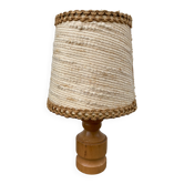 Lampe de chevet en bois et laine 1970