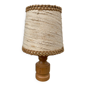 Lampe de chevet en bois et laine 1970