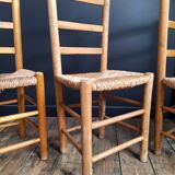 3 chaises paillées vintage, meubles sièges anciens