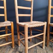 3 vintage straw chairs, antique seating furniture