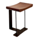 Vintage wooden and metal stool in the style of the "T" model by Pierre Chareau.