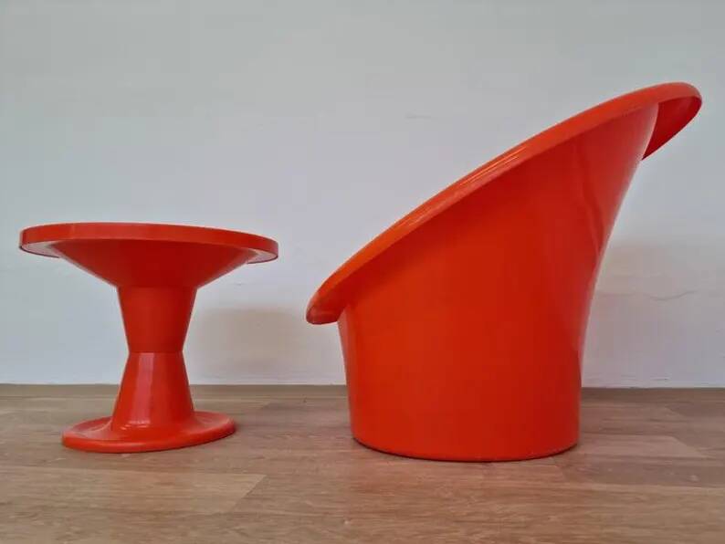 Skopa Lounge Chair and Table, Ole Gjerløv Knudsen & Torben Lind, Ikea, 1970s