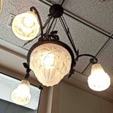 Degué 4-light Art Deco chandelier Width 62 cm Height 93 cm