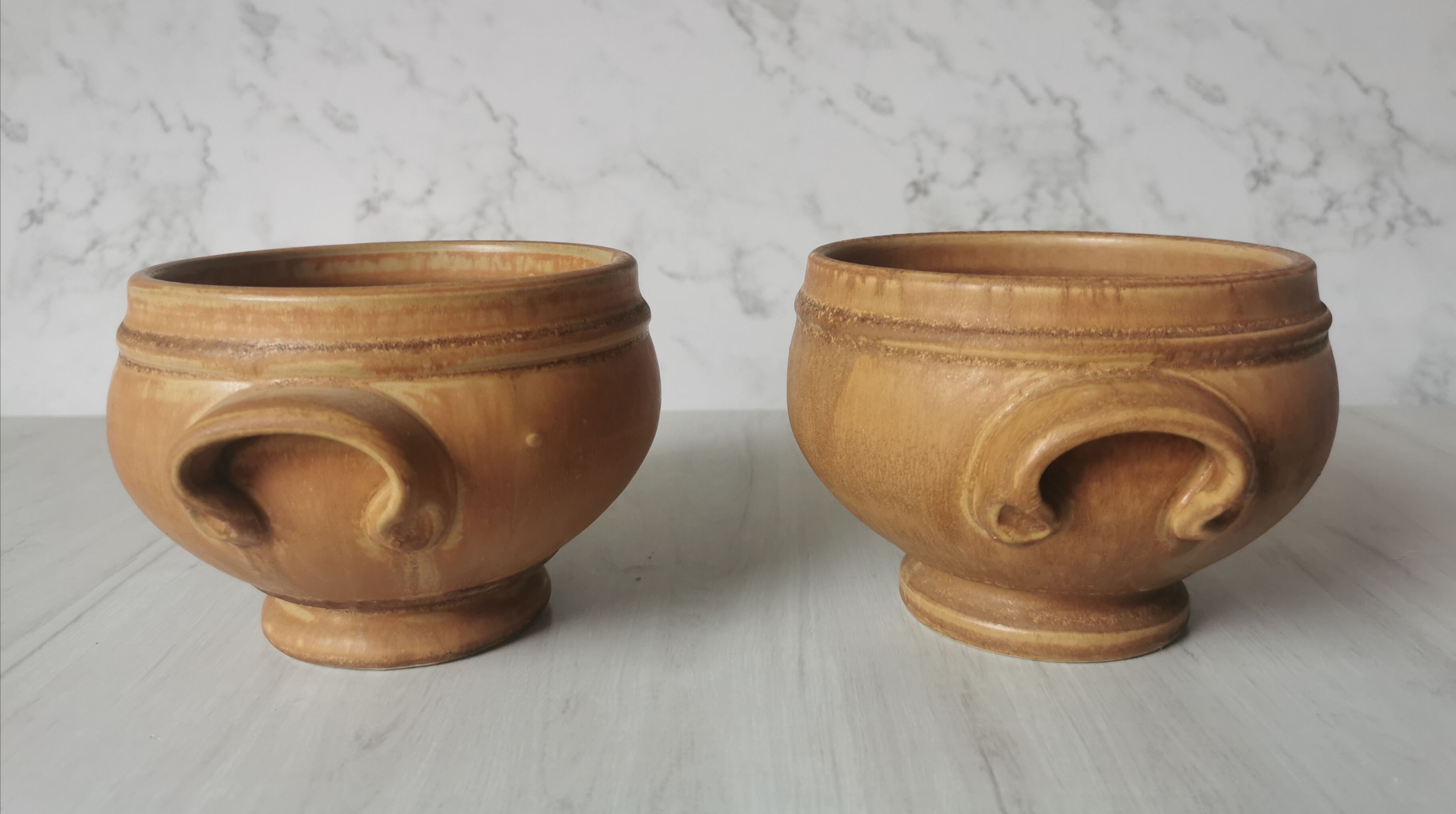 Vintage eared sandstone bowls