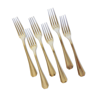 6 Art Deco style Christofle forks in silver metal