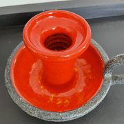 Bougeoir vintage en terre cuite émaillée années 70