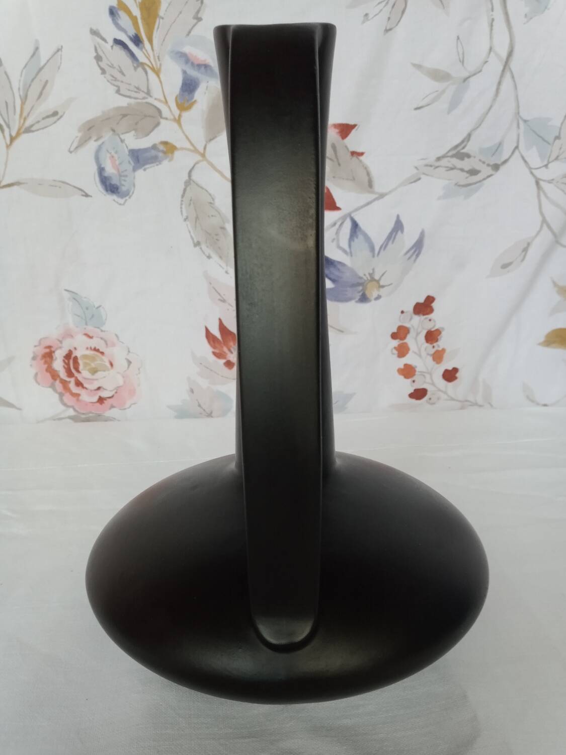 Black ceramic handle vase