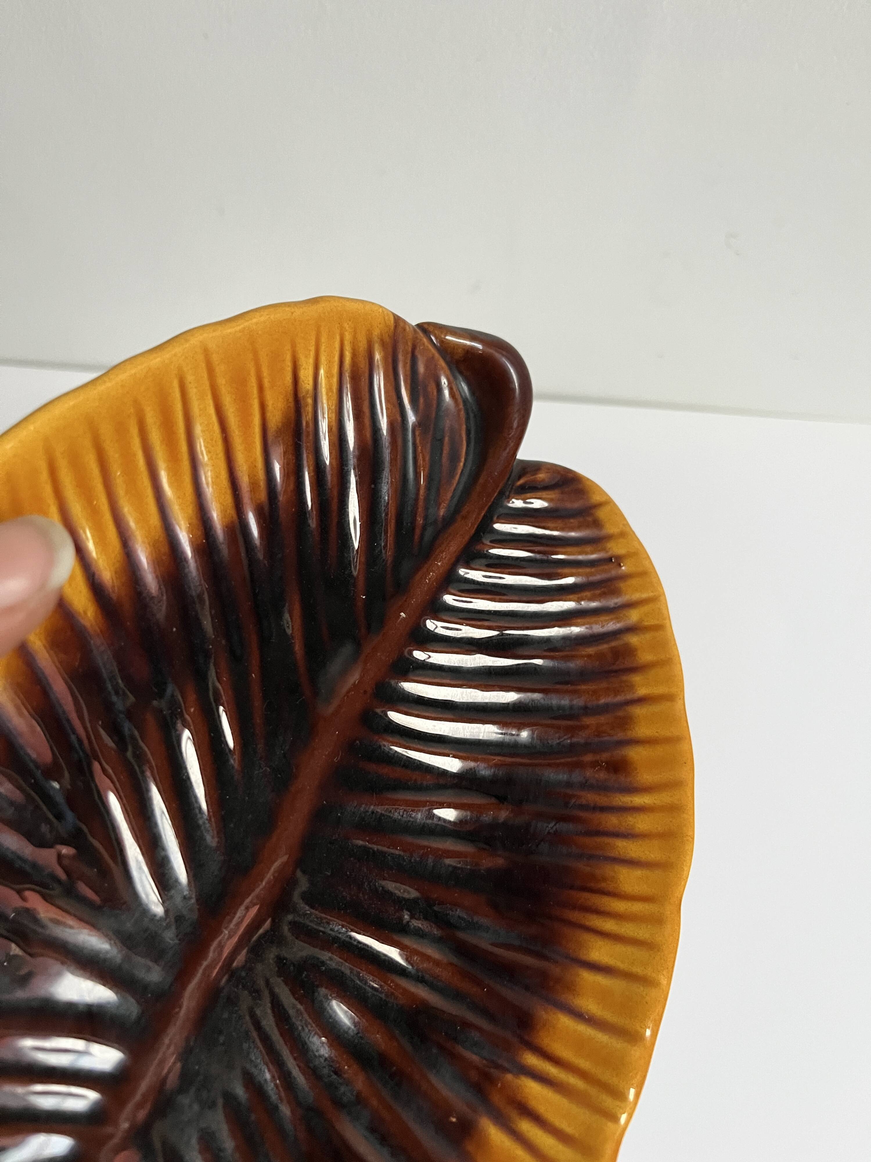 Vide poche céramique feuille
