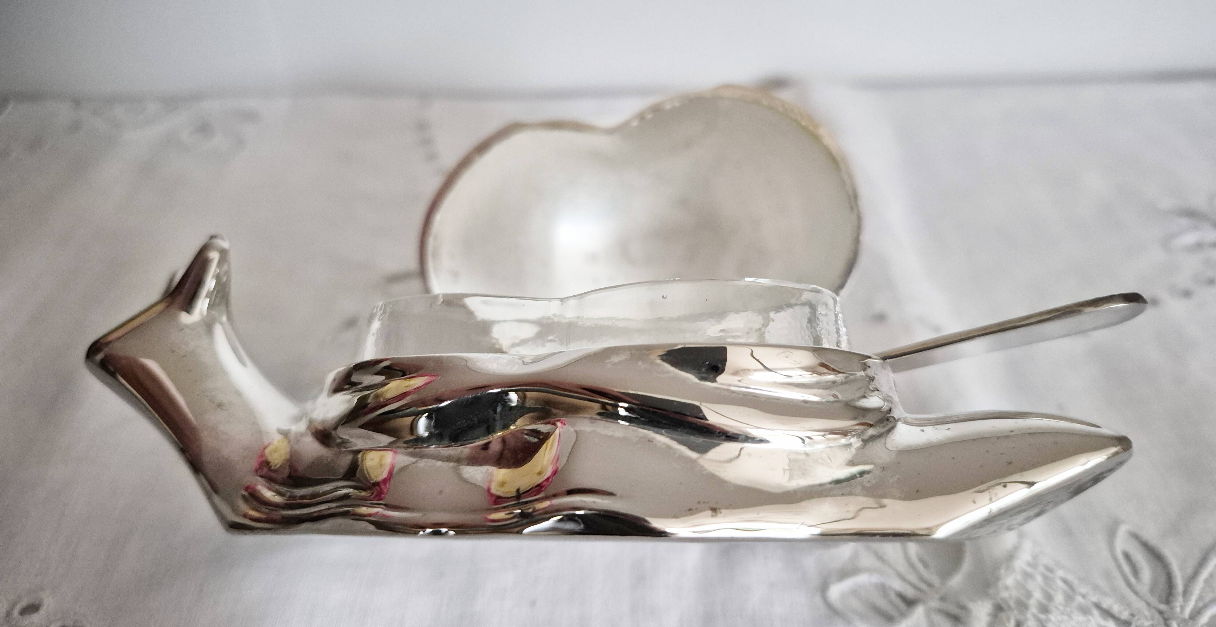 Antique butter dish Silver-plated snail