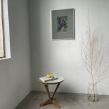 Art deco mirror pedestal table in walnut 1930