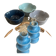 Bol céramique émaillée artisanal fleur trèfle pop bleu ciel
