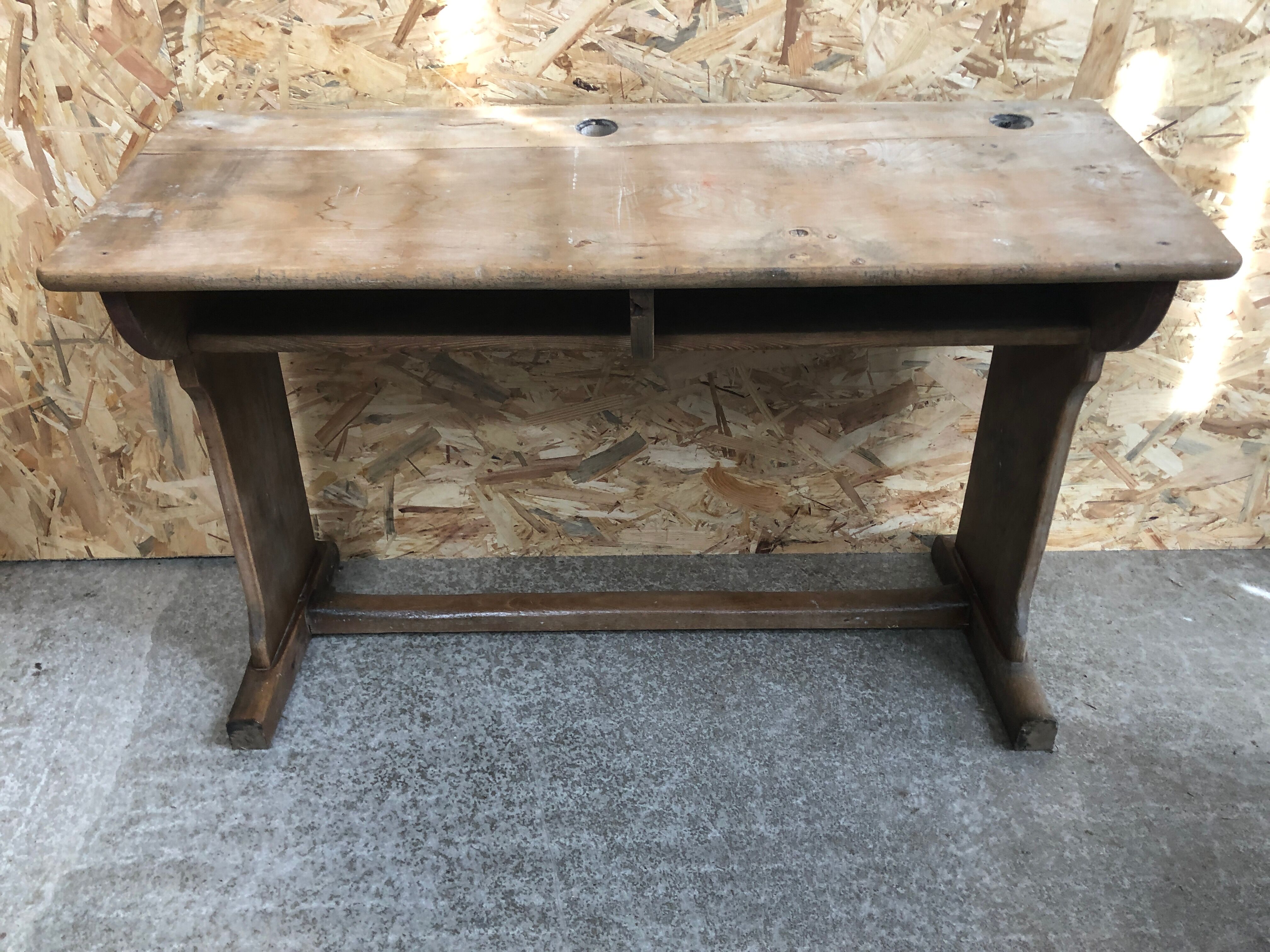 Old school office desk double wood box vintage inkwell location