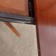 round/oval table with extension, central leg, dark shade, Baumann design