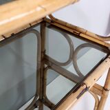 Bamboo Bookcase with Smoked Glass Shelves by Vivai del Sud, Italy