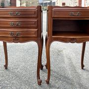 Pair of Louis XV style bedside tables, wood, vintage, early 20th century.