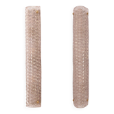 Pair of Modern Italian Brass and Murano Glass Textured Light Pink Wall Scon