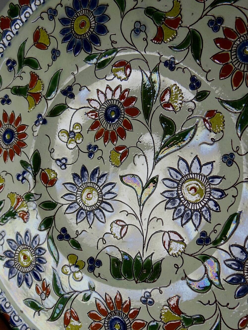 Plat émaux de Thoune signé Schoch-Läderach ancien Suisse artisanal & rare