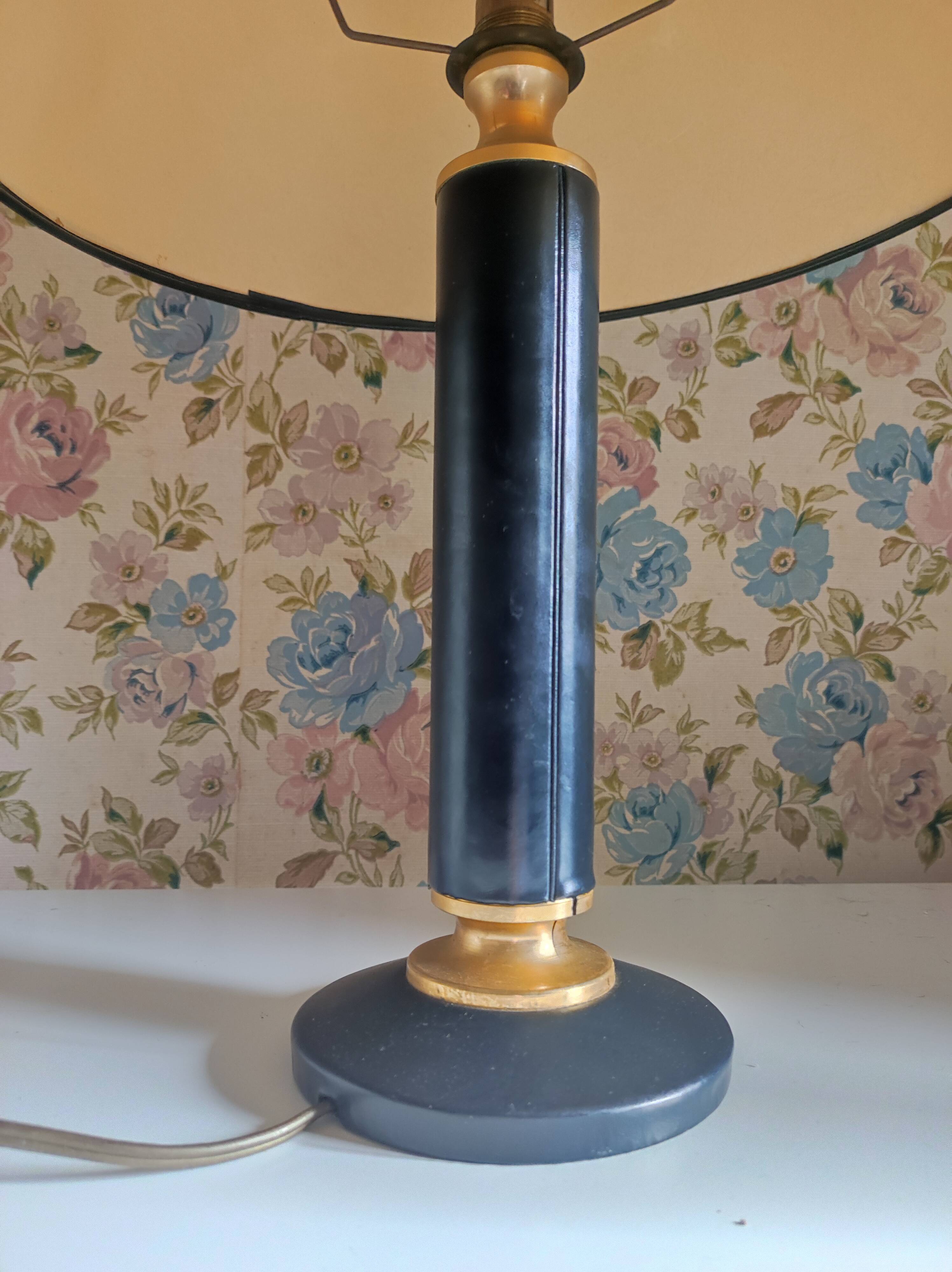 Desk lamp leather-wrapped foot Le Tanneur