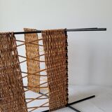 Metal and rattan magazine holder