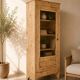 Antique glass-fronted cabinet in solid wood – restored family piece