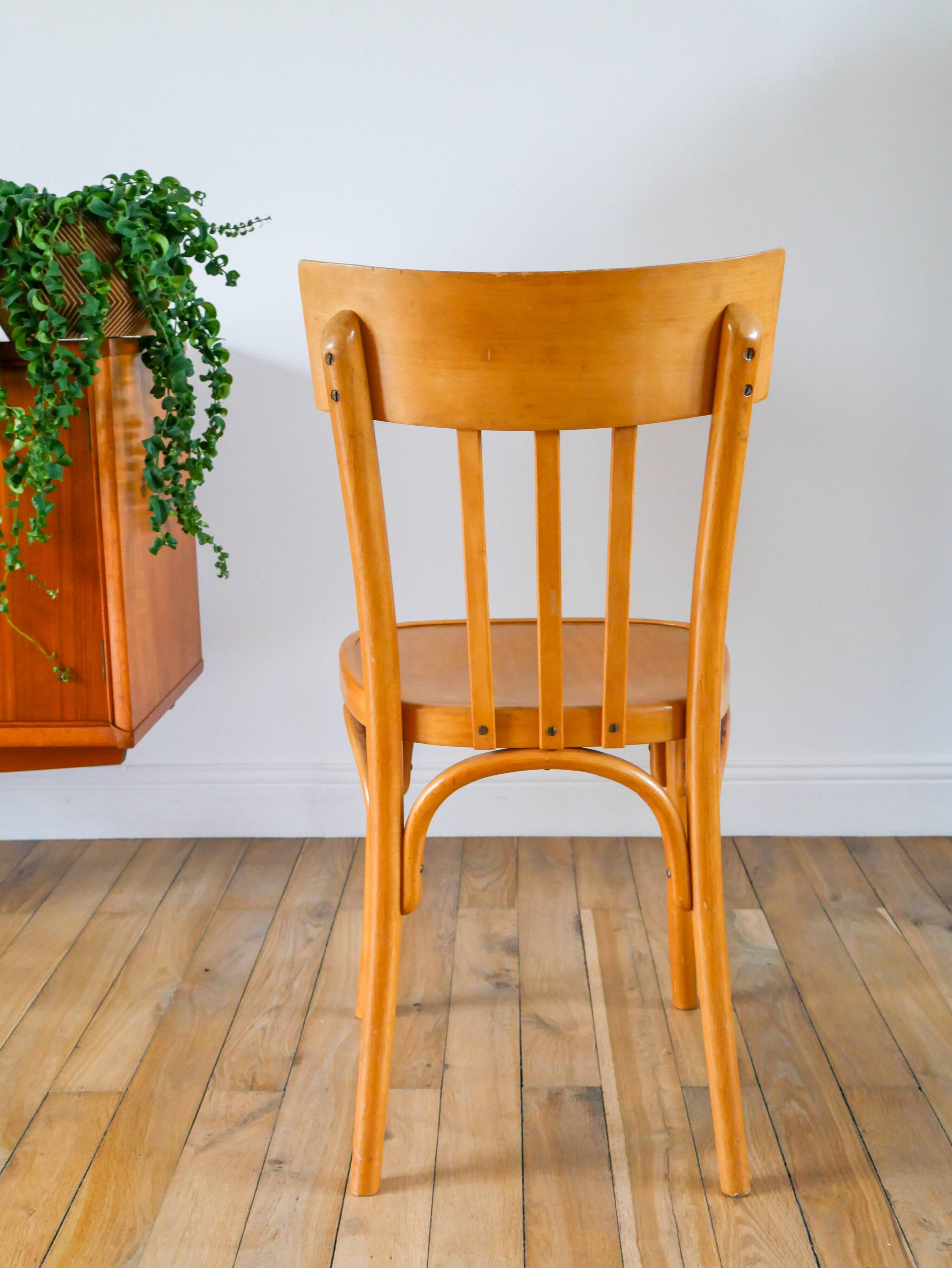Baumann bistro chair in blond oak, 1950s