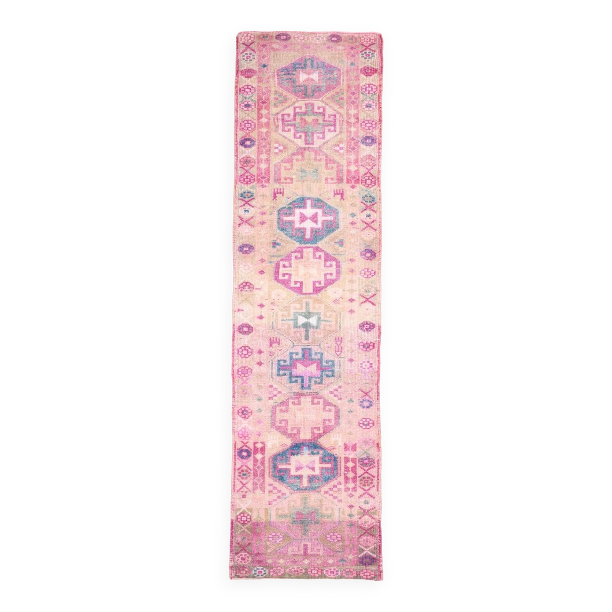 3x10 Rug For Hallway Pink Vintage Runner Rug, 85x318Cm