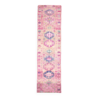 Tapis 3x10 pour couloir, tapis de couloir Vintage rose, 85x318Cm