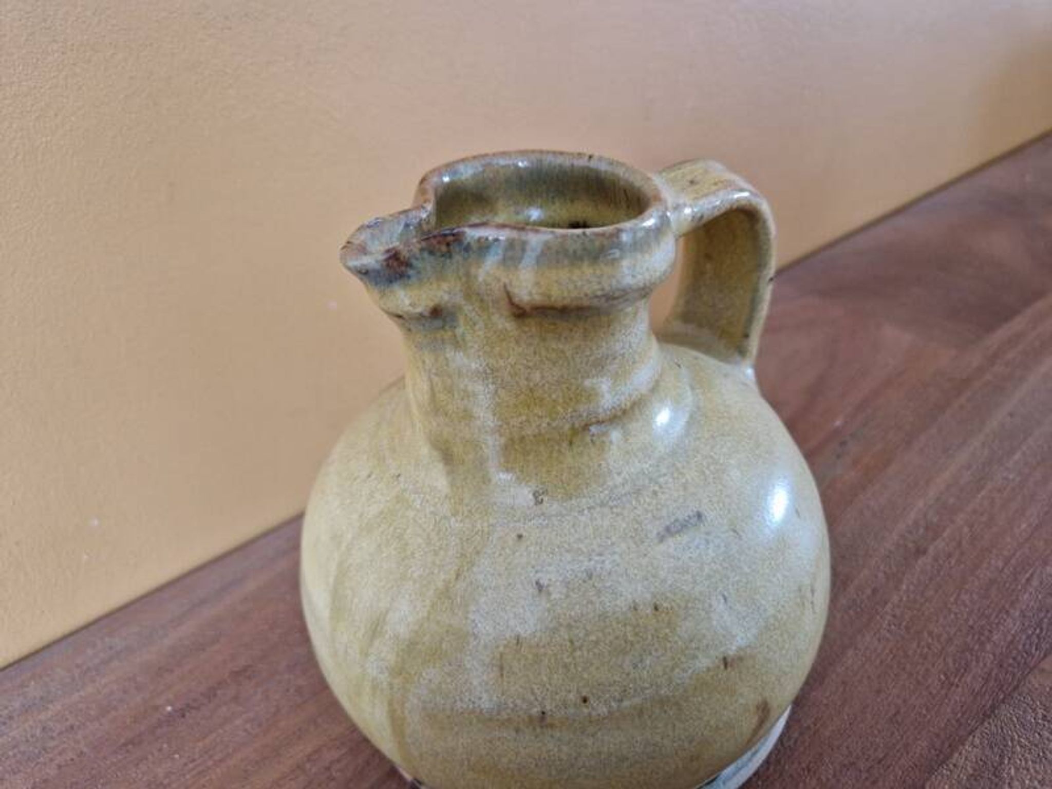 Eric Astoul (Born in 1954) in La Borne - Yellow enamelled stoneware pitcher