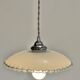 Art Deco opaline pendant light with metal lace balcony