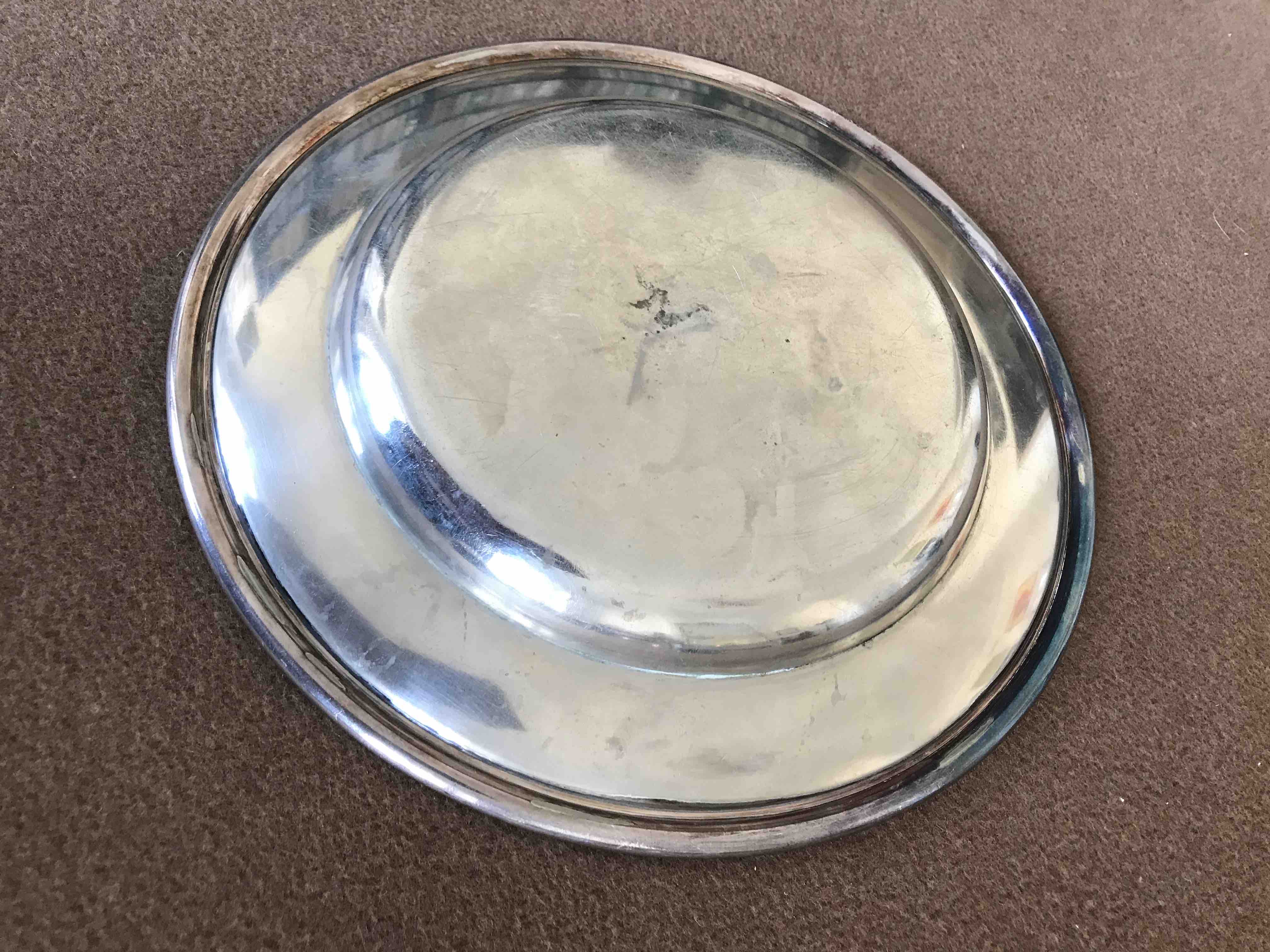 Art Deco silver metal presentation plate