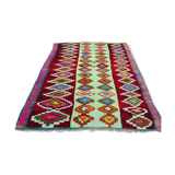 Tapis kilim marocain berbère en laine rouge fait main 155x210cm