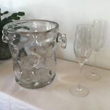 Crystal champagne bucket. Crystal of French Island.  Design and modern.  1960s
