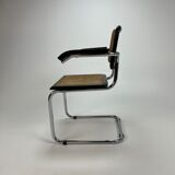 Tubular frame and cane cantilever arm chairs by Marcel Breuer, italy, 1970s