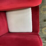 Pair of Red Velvet Art Deco Club Armchairs