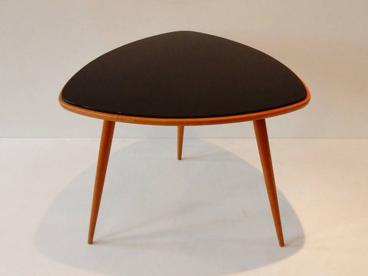 Wood and glass triangle shaped coffee table for Opal Kleinmöbel, Germany 1950's/1960's