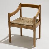 Set of 4 straw and wood chairs, Vico Magistretti, Cassina, 1960s