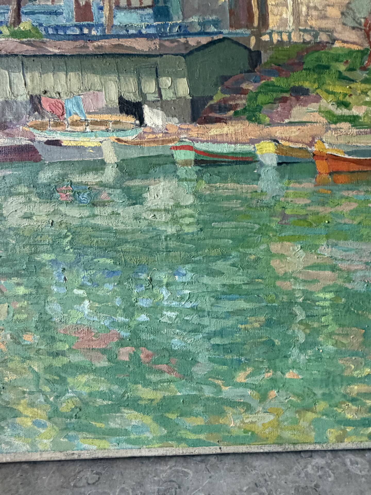 "The guinguette at noon" oil on canvas signed LJ Varlet 1941