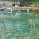 "The guinguette at noon" oil on canvas signed LJ Varlet 1941