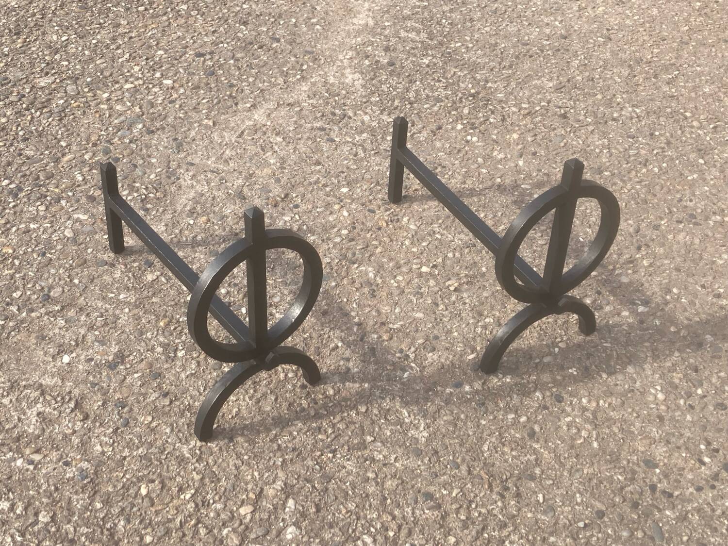 Pair of modernist andirons