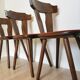 Chaises de salle à manger tyroliennes vintage : lot de 4, assise en tissu rouge, années 1970