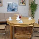 Vintage Round Oak Dining Table with Butterfly Extension 1960s Denmark