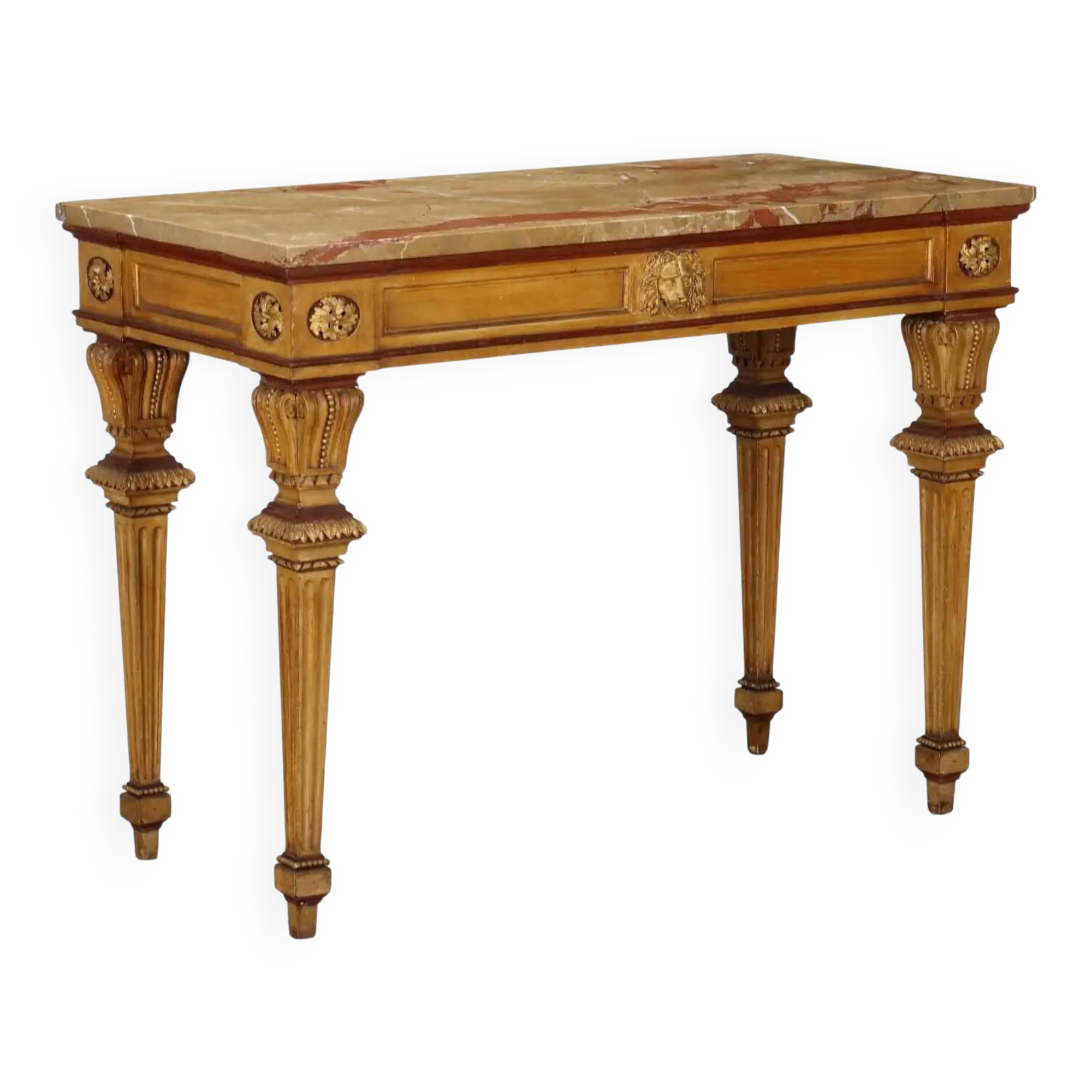 Console néoclassique ancienne en bois laqué, Italie, fin XIXe siècle