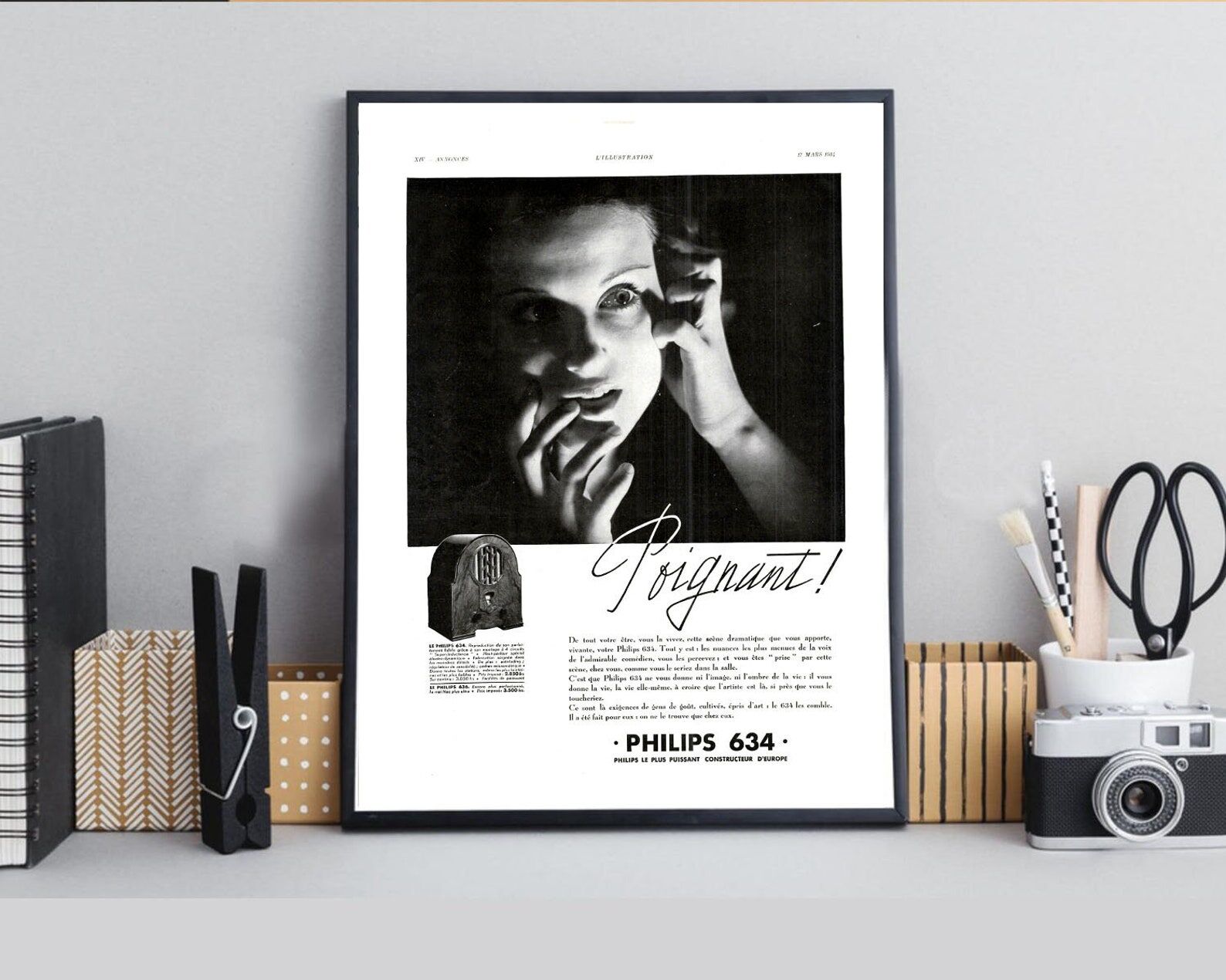 Vintage poster 30s Radio TSF Philips
