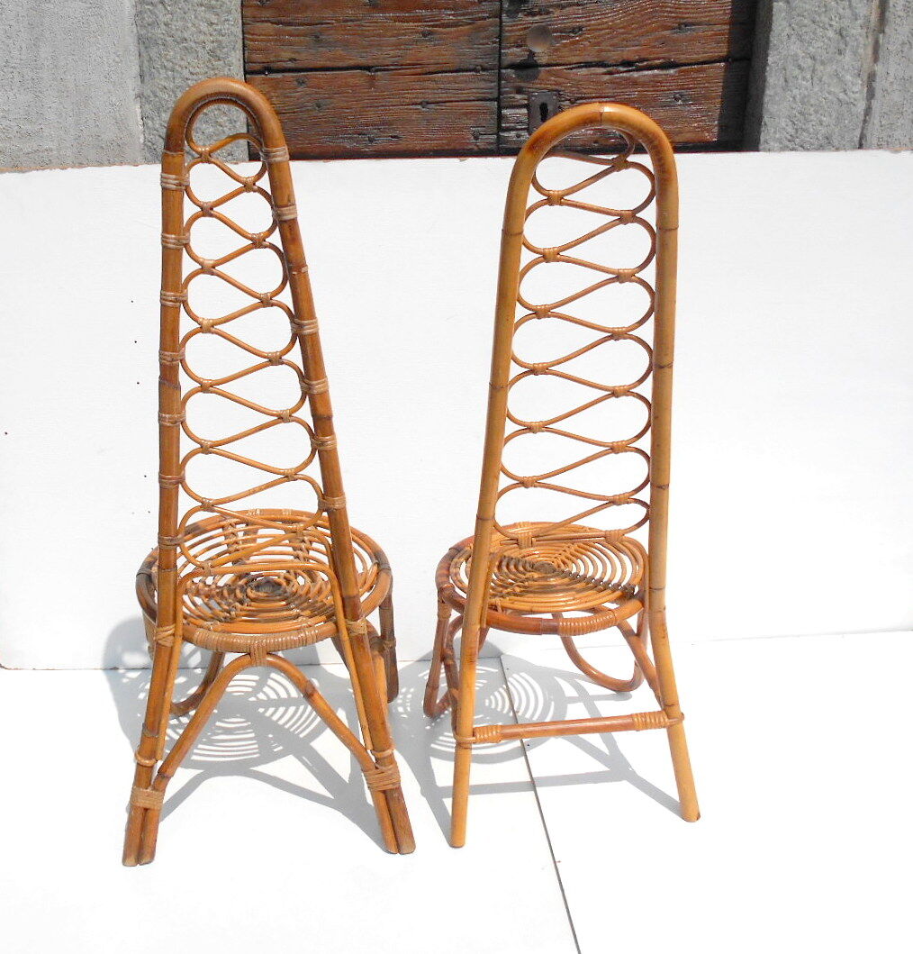 Set of two differents rattan garden chairs by Vittorio Bonacina, 1950s