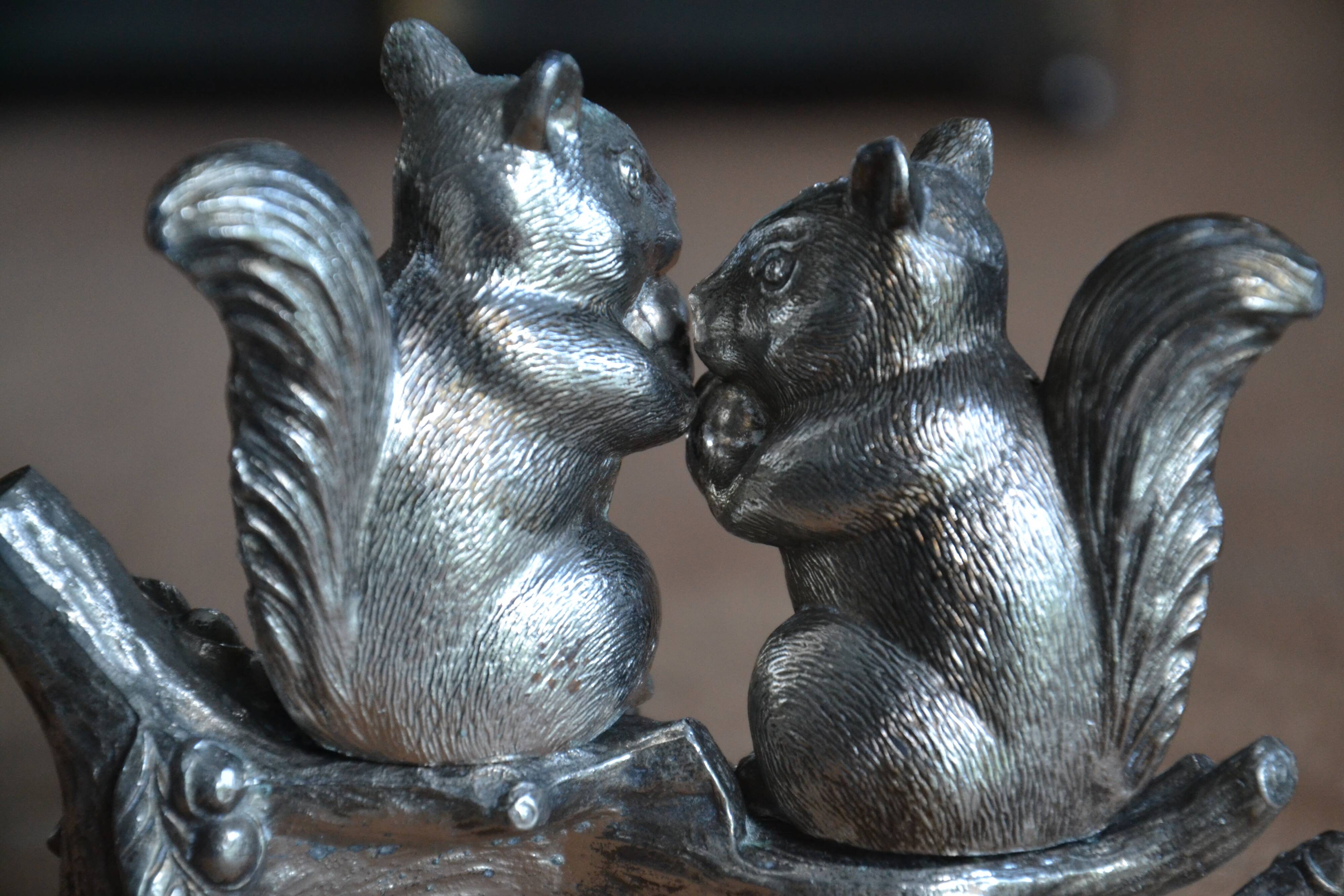 Silver-plated squirrel salt and pepper shakers