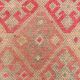 Vintage Runner Kilim, Tons Rose et Beige, Motifs Anatoliens Géométriques