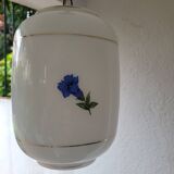 Opaline pendant light with blue decor – 1950/60