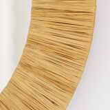 Mid-century Round Wall Mirror Italian Riviera in Raffia with a Bast Frame, 1950s