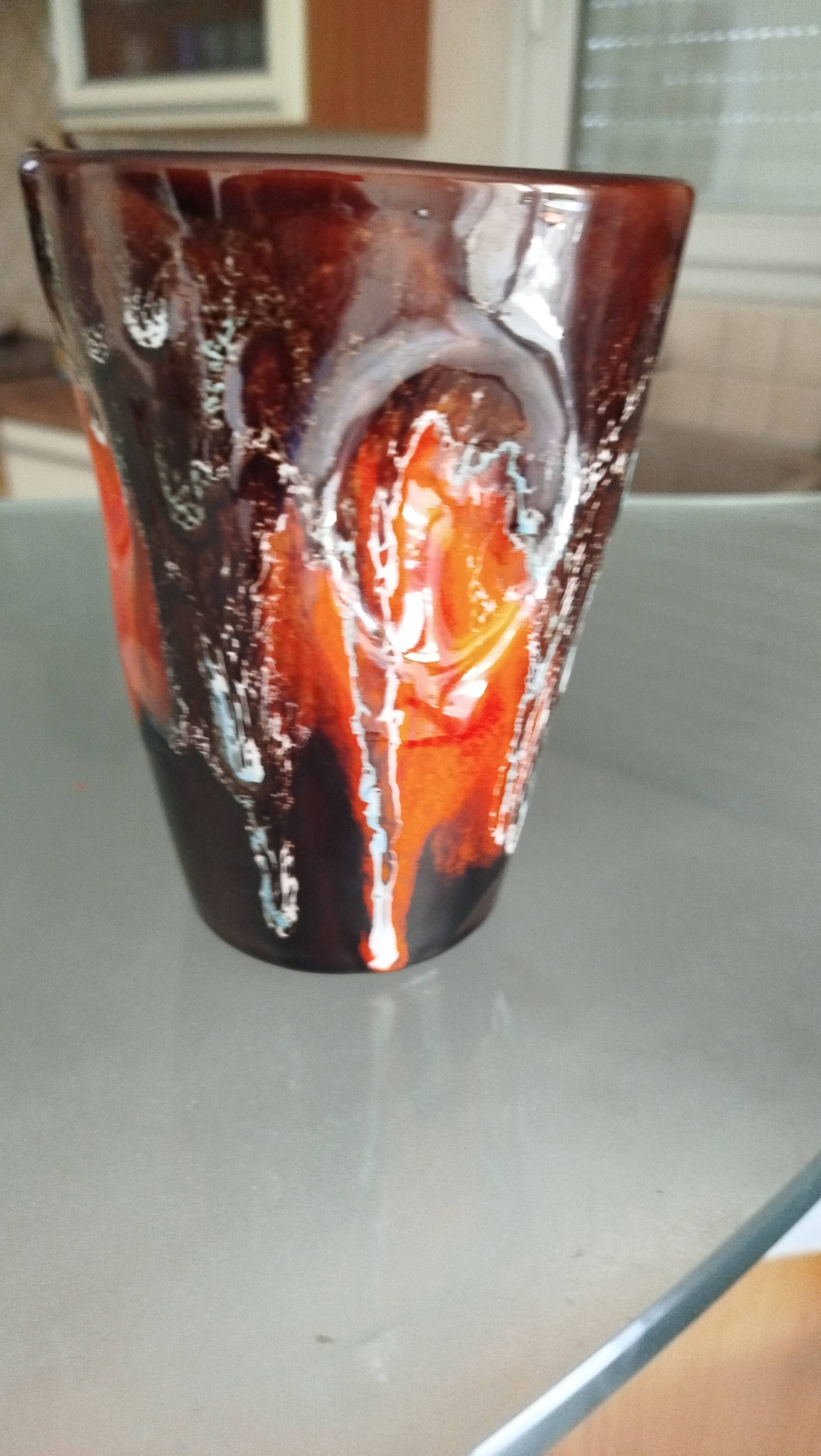 Vase Vallauris 1960s – pleated shape – drip glazes