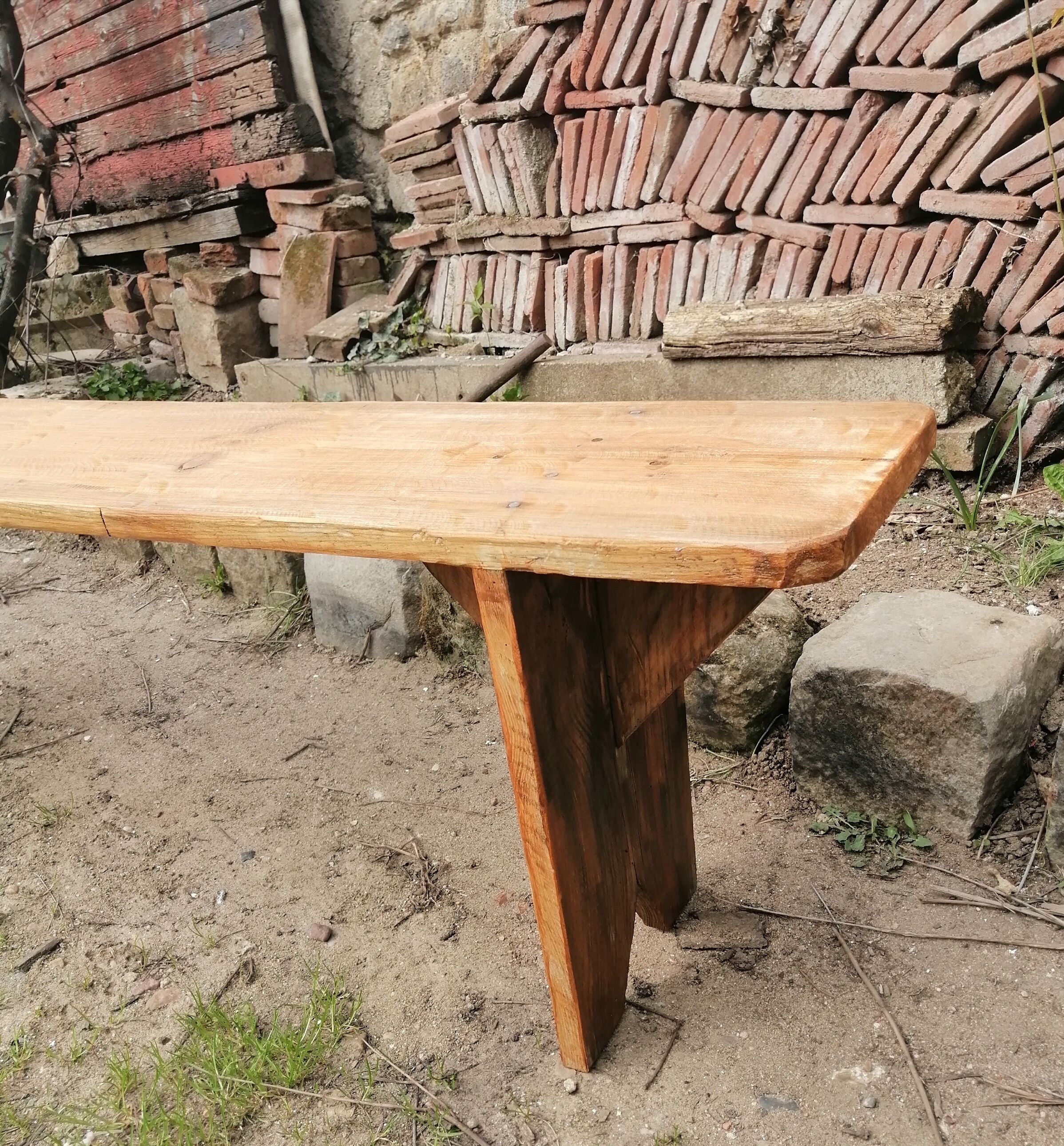 Raw wood bench L 158cm